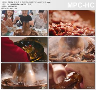 火锅鸡 饭店吃美食 厨师烹饪 食客下馆子 美食实拍视频剪辑素材