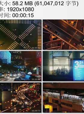 上海夜景十字街头 高架桥立交桥 车流人群 高清实拍视频素材