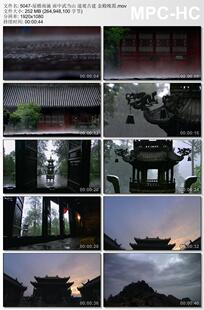 屋檐雨滴雨中武当山 道观古建 金殿晚霞 高清实拍视频素材