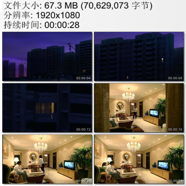 年轻夫妻在家里看电视装修豪华宽敞明亮的客厅 实拍视频素材