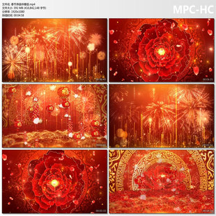 春节序曲 过年喜庆烟花庆祝新年晚会开场led大屏背景视频素材