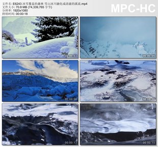 冰雪覆盖的森林雪山冰川融化成清澈的溪流 实拍视频素材