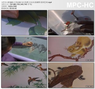 江苏盐城东台发绣少女头发刺绣民间艺术 高清实拍视频素材