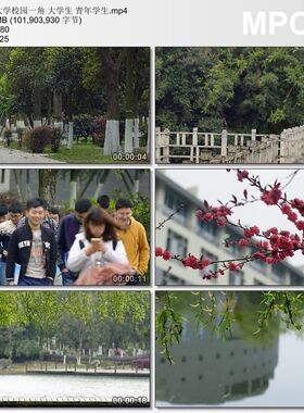 大学校园一角 大学生青年学生 实拍视频素材