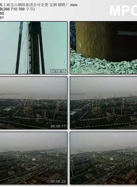 鸟瞰上海宝山钢铁集团公司全景宝钢 钢铁厂 实拍视频剪辑素材