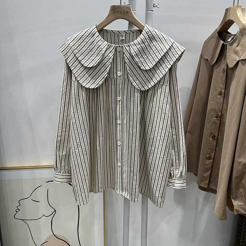 长袖衬衫高级感2024新款娃娃领