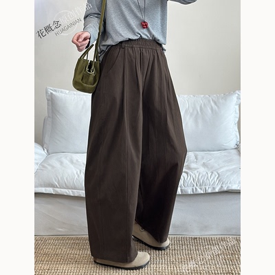 全棉松紧腰侧拼气球裤通勤休闲