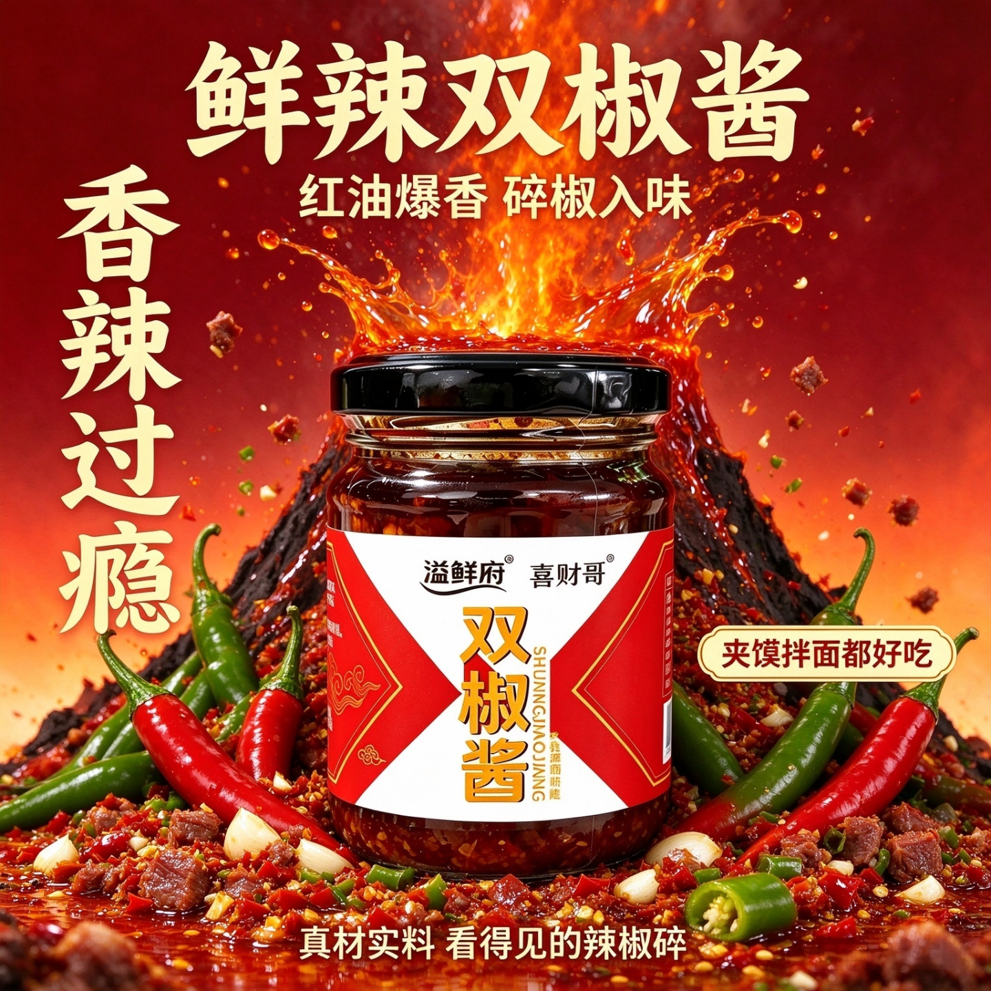 青红彩椒剁椒酱 香辣佐餐拌面拌饭凉拌炒菜调味辣椒酱3瓶特惠装