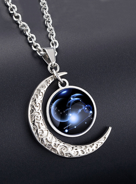 十二星座夜光项链男士个性韩版钛钢吊坠潮人挂件情侣配饰品女首饰