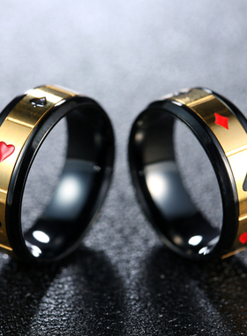 霸气扑克牌戒指男士个性嘻哈食指