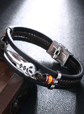 韩版皮绳手链男士个性编制嘻哈手环潮男饰品配饰蹦迪ins简约手串