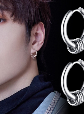 韩版嘻哈潮男耳环简约耳钉女个性男士耳扣耳圈小耳饰单只耳坠配饰