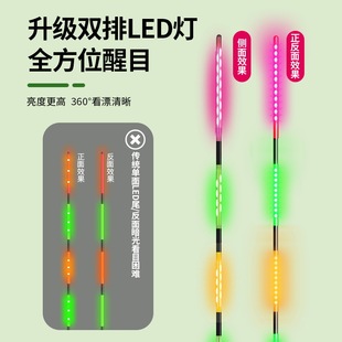 冰影双排LED夜光漂尾日夜两用咬钩变色电子浮漂换尾钓鱼鱼漂配件