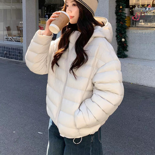 星朵日记 韩系百搭90白鸭绒连帽排骨羽绒服 轻户外防水保暖短外套
