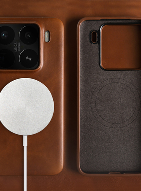 油蜡纹真皮适用小米15Ultra手机壳17ProMax新款高级商务Mi14简约小众软皮质小牛皮磁吸全包防摔13TPro保护套