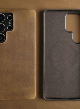 真皮疯马皮适用三星S25Ultra手机壳S24Plus新款S25+高级商务简约个性小众S24U软皮质牛皮S23FE全包防摔保护套