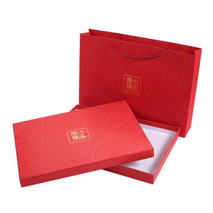 红色大礼盒围巾精品印字高档硬纸板礼盒 2件装 手提袋+天顶盒