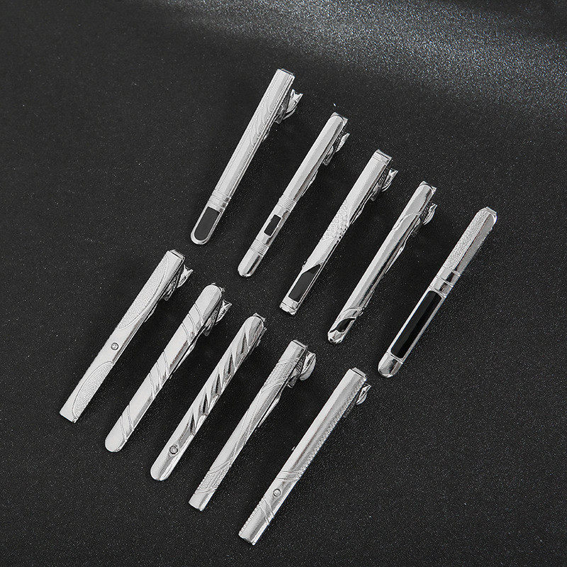 领带夹铁材质便宜实惠礼品送人黑点漆黑色银色点钻领带夹子领夹