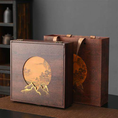 复古普洱茶礼盒 茶饼礼盒单饼357克福鼎白茶老白茶包装盒厂家