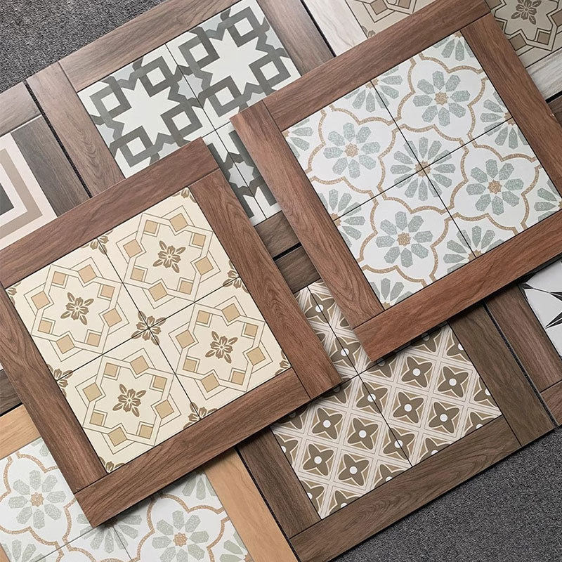 新款法式复古木纹拼花砖600600咖啡厅酒吧餐厅地砖阳台庭院瓷砖