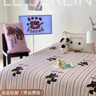 韩系2024新款 全棉风床盖单件三件套双面数码 印花四件套 包邮