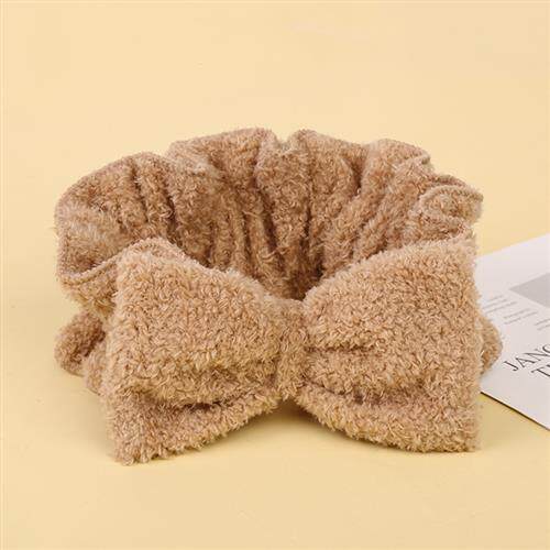 韩版宽边蒸汽绒蝴蝶结头带可爱少女生洗脸束头带仙气毛绒纯色发带