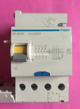 HAGER/海格4P63A断路器/BD464N空气开关电磁漏电附加器30mA