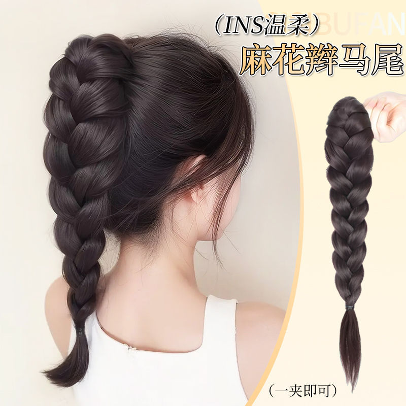 假发辫子高马尾假发女抓夹仿真发假发辫子新中式麻花辫自然长