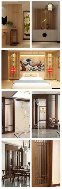 Phong cách Trung Quốc mới kiểu Nhật Bản lưới tản nhiệt bằng gỗ đặc rỗng phòng khách lối vào màn hình ngăn tường vách ngăn trang trí Bắc Âu nhà lưới - Màn hình / Cửa sổ