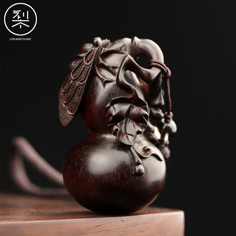 梨香院 金蝉葫芦手把件 印度小叶紫檀木湘工手工雕刻文玩把玩物件