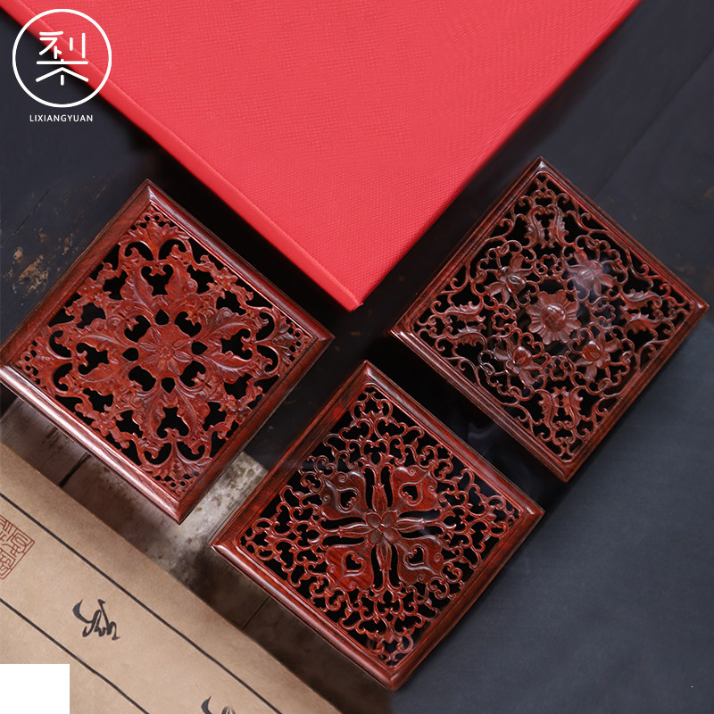 梨香院印度小叶紫檀盘香炉摆件香盒香具万寿纹檀香紫檀香道香具木