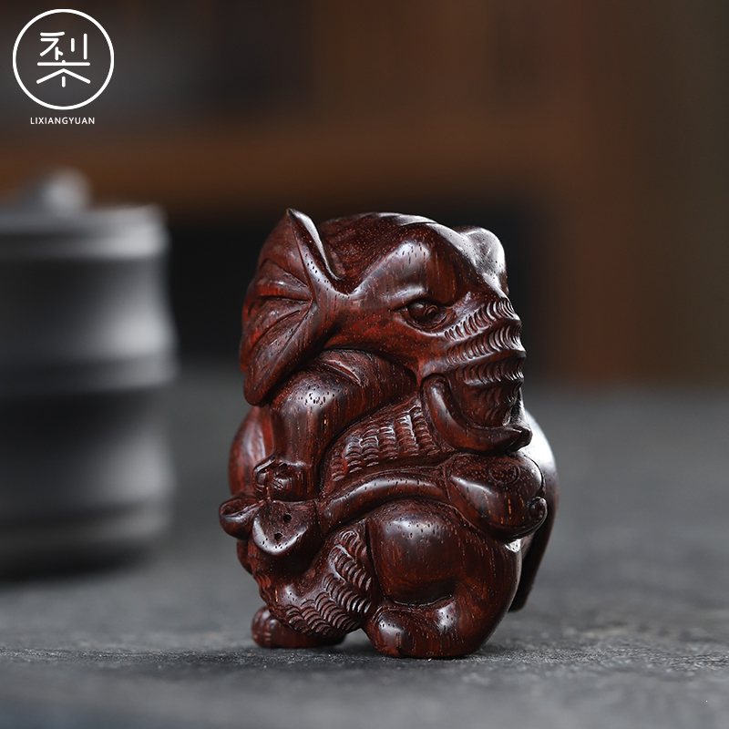 梨香院 大象手把件 印度小叶紫檀木文玩把玩物件手玩把件雕刻小件