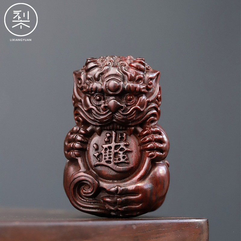 梨香院招财进宝龙猫手把件印度小叶紫檀木文玩把玩物件手玩把件男