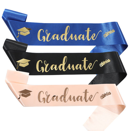 跨境时尚毕业肩带礼仪带 I GRADUATED丝带 毕业派对graduated腰带