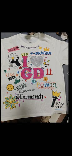 权志龙GD周边权志龙手绘应援服纯棉短袖潮流宽松百搭上衣男女同款