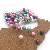 100枚 盒糖果色10mm圆球钉工字钉地图钉软木板固定大头针图钉按钉