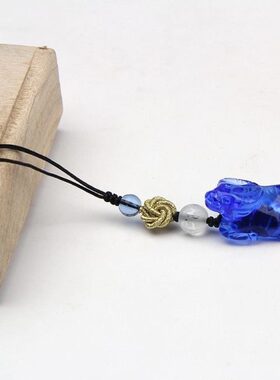 精雕时尚蓝水晶生肖牛手机坠手机链 转运水晶牛手机吊坠挂件饰品