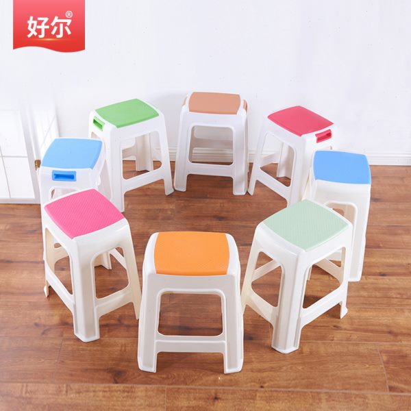 好尔塑料凳子加厚家用客厅经济型高板凳简约胶登朔料吃饭餐桌椅子