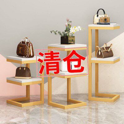 服装店高低台商场展示台展示架包包鞋架流水台橱窗中岛桌花店铁艺