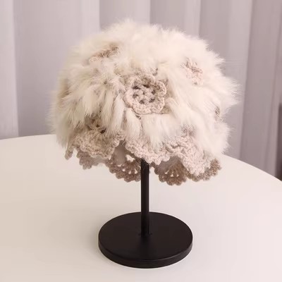 保暖手工钩针兔毛皮草针织
