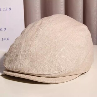 新款 复古贝雷帽女文艺画家帽英伦报童帽 亚麻鸭舌帽轻薄前进帽时尚