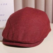 日系英伦亚麻前进帽女纯色文艺复古贝雷帽女春夏季 棉麻画家报童帽