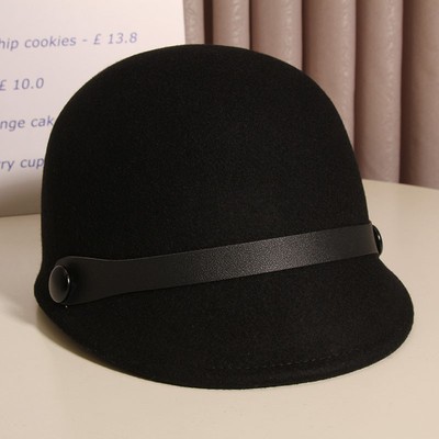 秋冬韩版百搭短檐马术帽英伦风