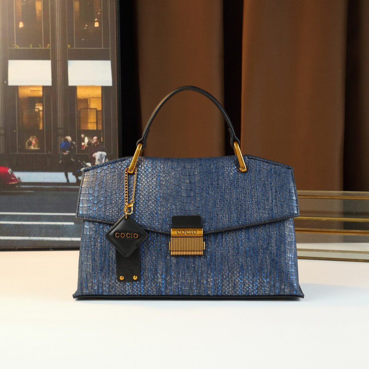 COCIO2025新款高级感锁扣手提小方包时尚百搭单肩斜挎包