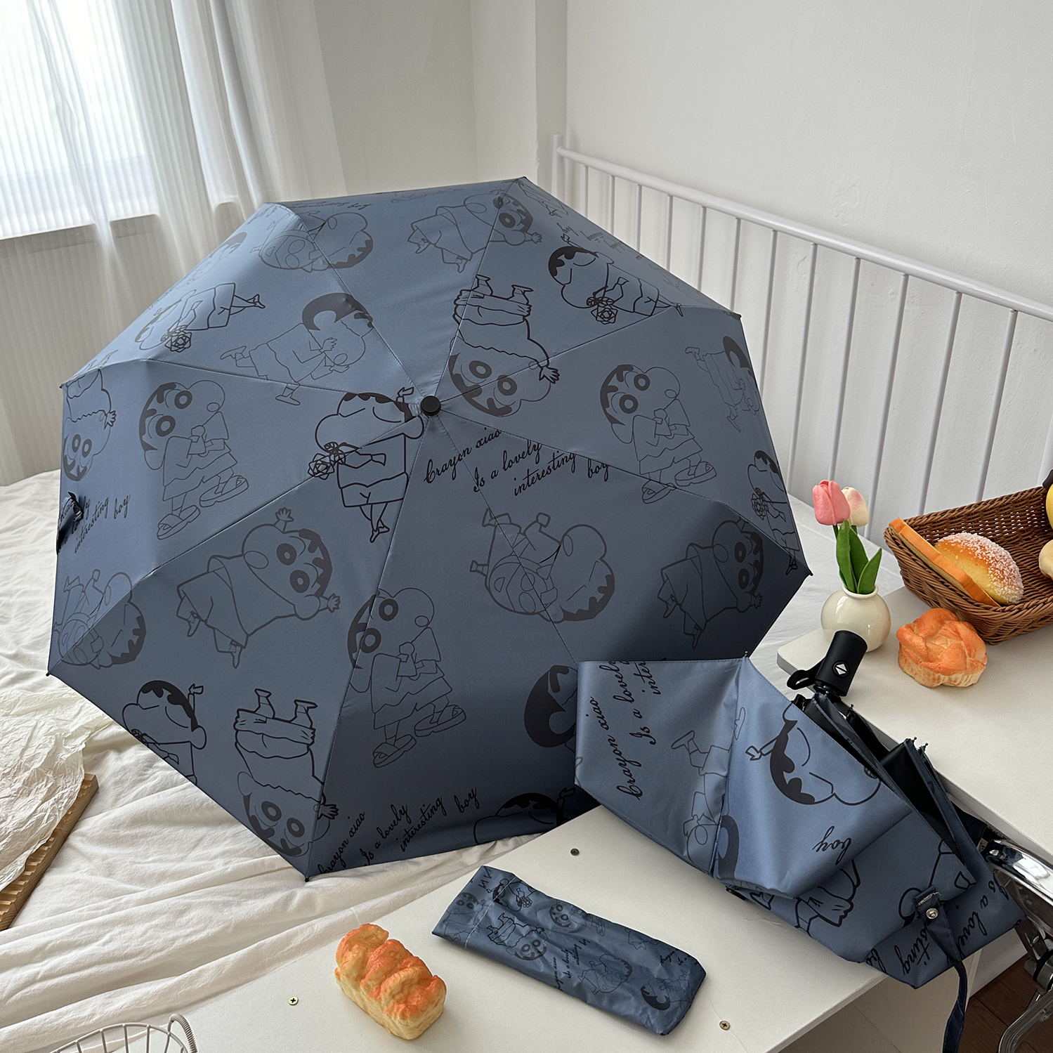 三折伞黑胶涂层晴雨两用