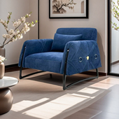 意式 轻奢布艺沙发高级感舒适不锈钢沙发椅设计师别墅客厅家具设计