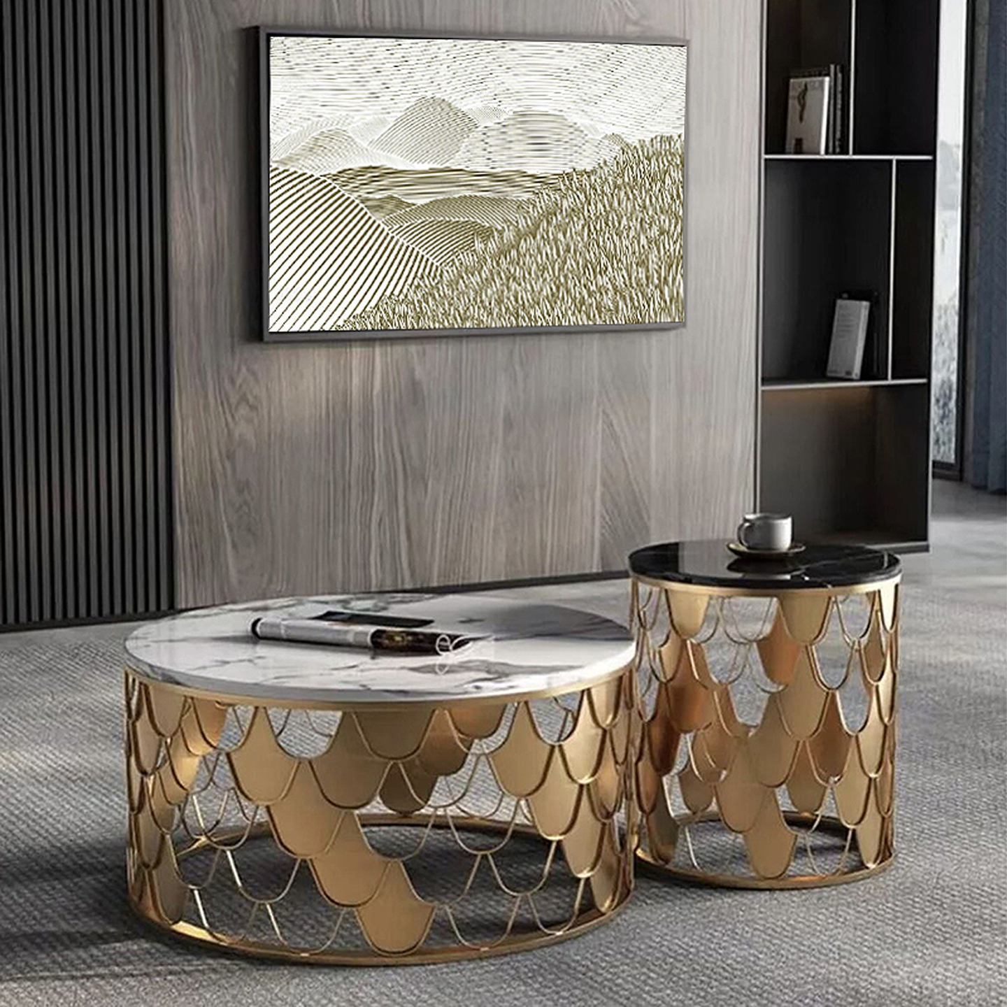 ZYCY轻奢不锈钢钢化玻璃圆形茶几