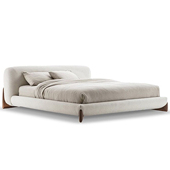 侘寂风羊羔绒布艺床后现代主卧双人床北欧设计师奶油风网红泡芙床