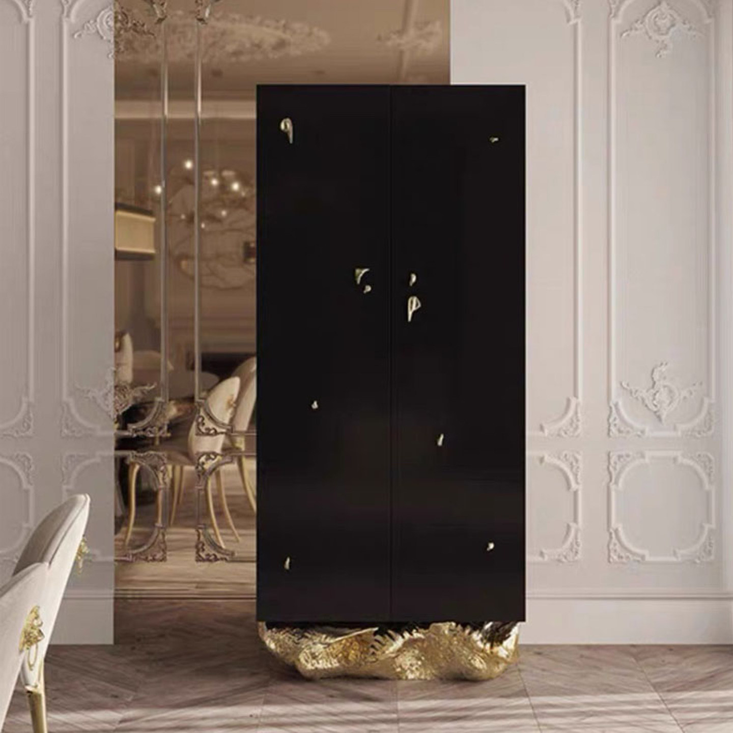 意式轻奢木质餐边柜别墅高端大气设计师款靠墙艺术高级感黄铜酒柜,住宅家具,酒柜,淘宝优惠券,粉丝福利购,淘宝优惠卷