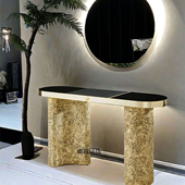 轻奢大理石玄关台客厅家用入户靠墙条案桌现代高级感创意端景台